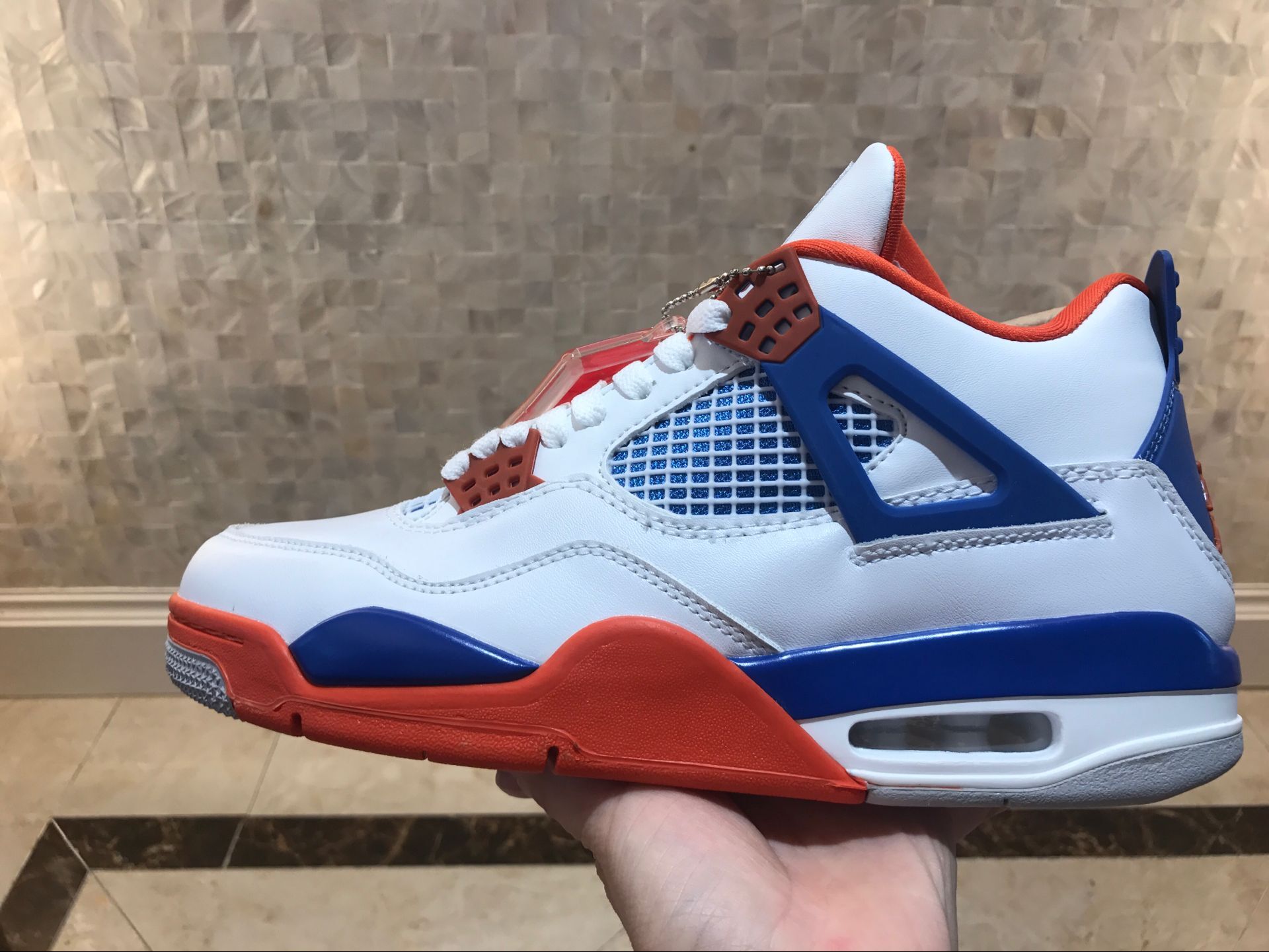 New Air Jordan 4 White Royal Blue Red Shoes